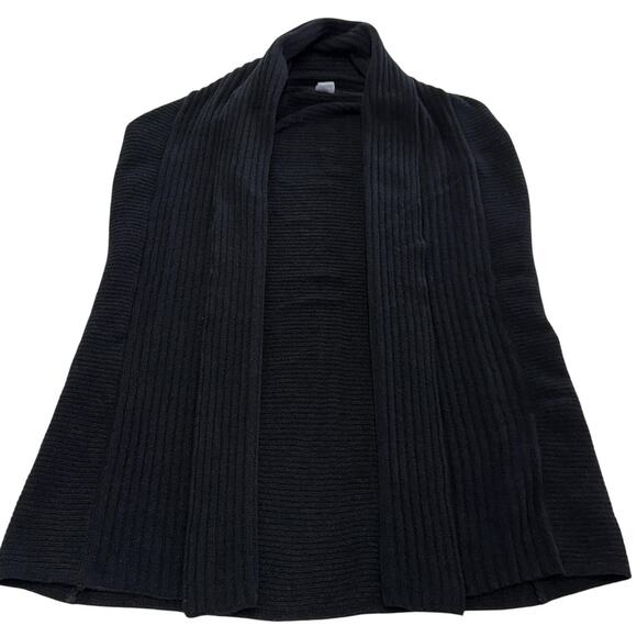 N Natori Vest Womens Small Black Ribbed Open Front Shawl Collar Cardigan Knit - Picture 1 of 7